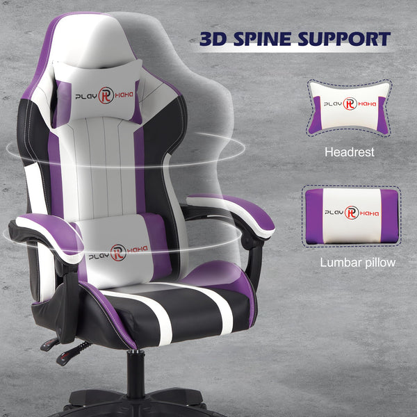 T-THREE.Ergonomic Leather Gaming Chair Height Adjustable with Headrest and Lumbar Support(Orange)