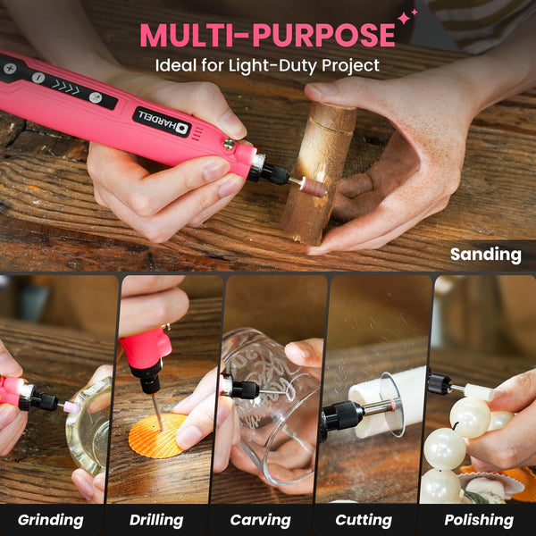 HARDELL Mini Cordless Rotary Tool, USB Charging, 5-Speed Rotary Tool Kit with 61 Accessories, Multi-Purpose 3.7V Power Multi Tool for Sanding, Polishing, Drilling, Etching, Engraving, Cutting, DIY