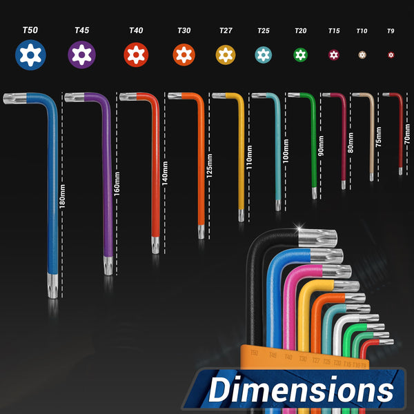 DIY Doctor Hex Key Set (9 Pieces) – Long Ball-End Allen Keys from 1.5mm to 10mm – Durable Hex Key Set