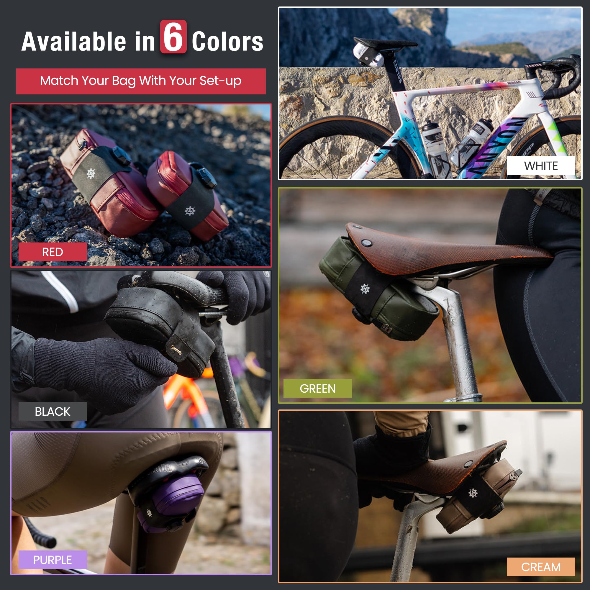 Lumiere & Co. Falcon Magnetic Bike Saddle Bag – 0.69L | 6" x 3.5" x 2" | Sleek Minimalist Brick Design, Fast Magnetic Buckle Attachment | Road Cycling–Specific Bike Seat Bag (Black, Large)