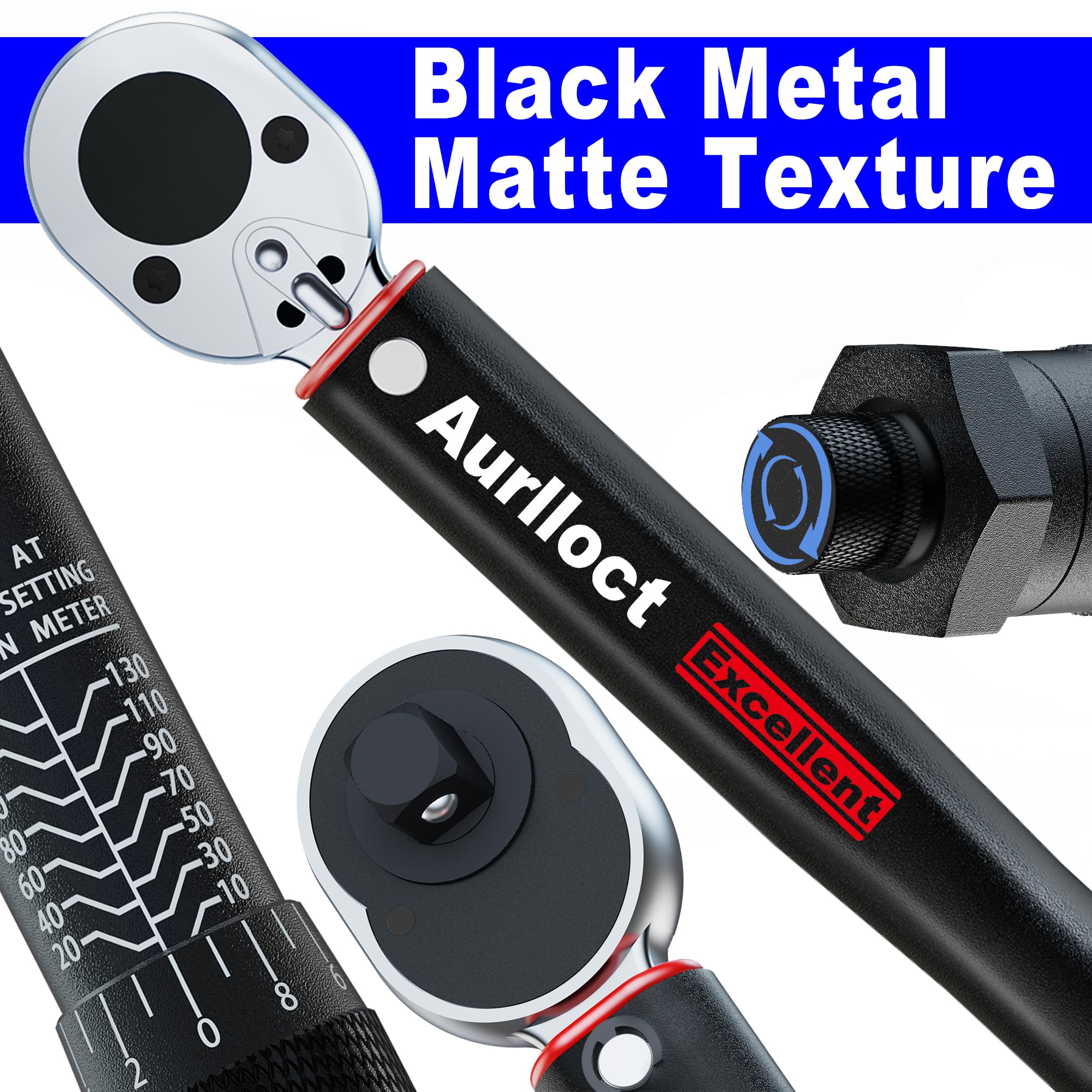 1/2" Torque Wrench Set, Car Wheel Torque Spanner 20-230 Nm with 3/8'' Adapter, ± 3% Accuracy, 72 Tooth for Car Repair, Tire Replacement Etc