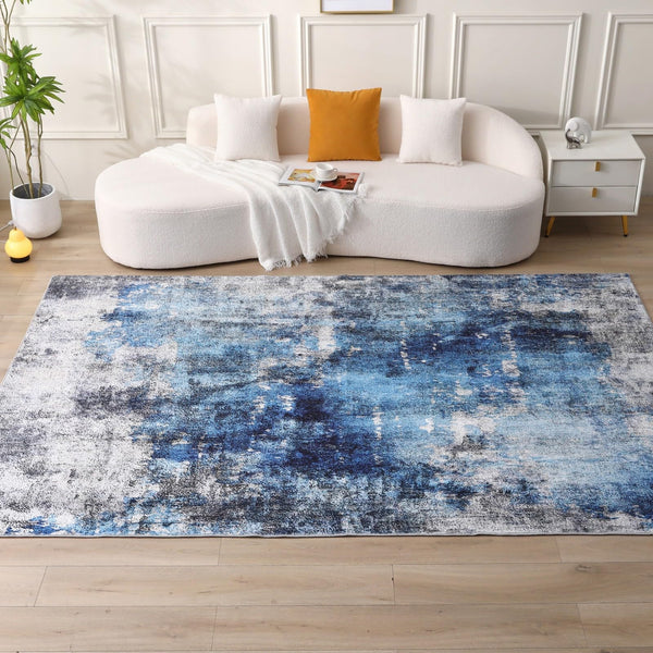 COOUS Washable Rugs for Living Room - Ultra Soft Area Rugs, Short Pile Non-Slip Non-Shedding Abstract Carpet, Stain Resistant Faux Wool Rugs for