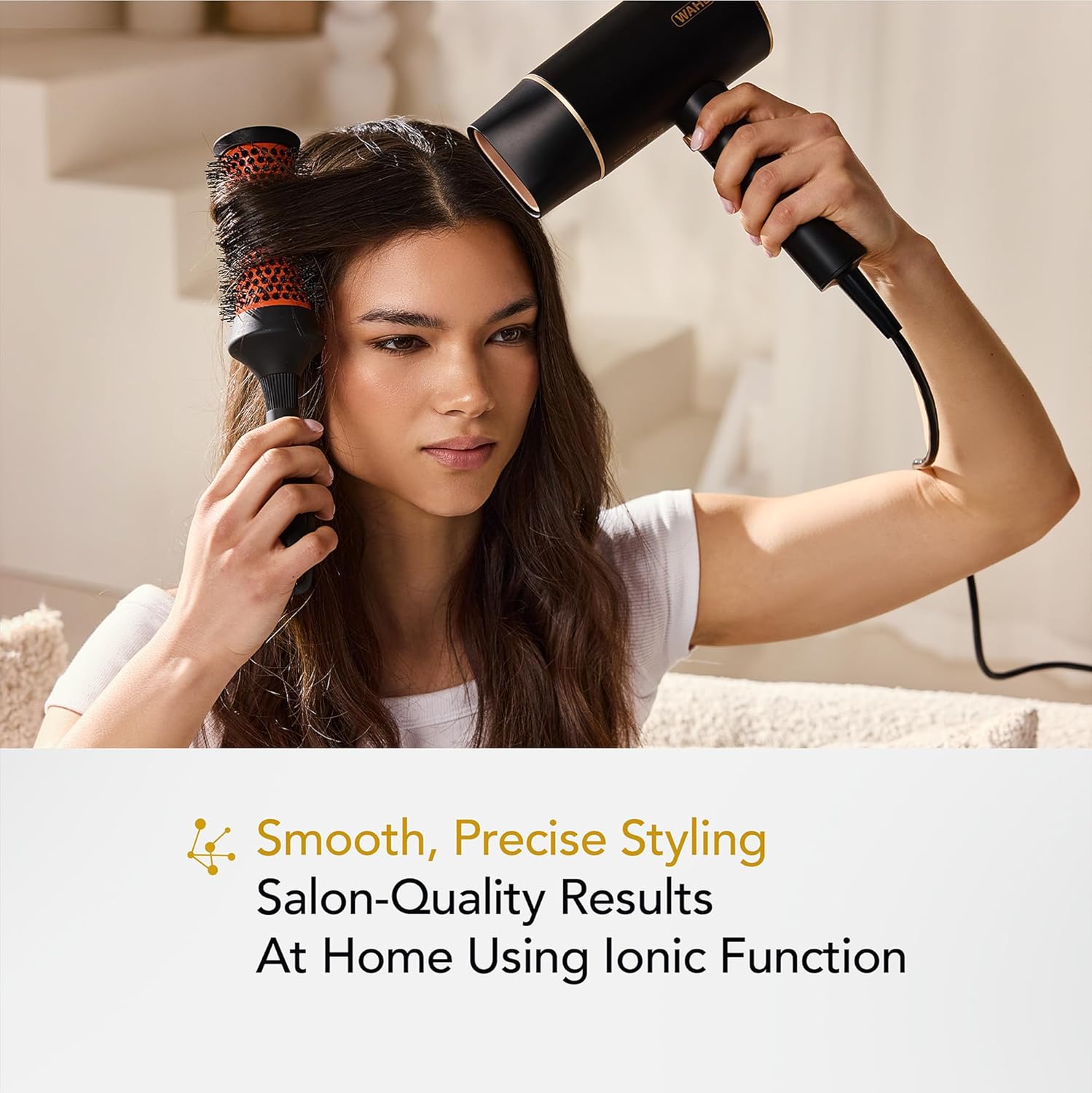 Wahl Ionic Flow Hairdryer, Professional Drying, Frizz-Free, Powerful, Lightweight, Cold Shot, Heat Concentrating, Diffuser, Fast Speed, Styling, Compact, Travel