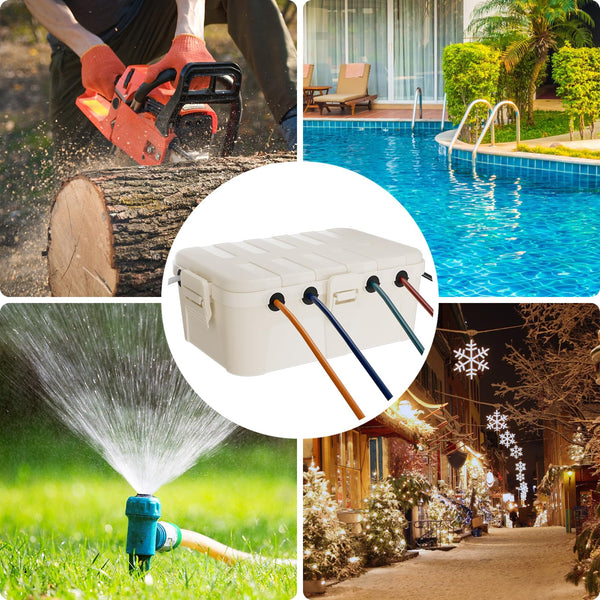 RESTMO Extra Large Waterproof Electrical Box, IP54 Weatherproof Outdoor Outlet Cover, Protect Outlet, Plug, Timer, Power Strip (Not Included), Holiday Light Decoration, 32 x 22 x 13 cm, Black