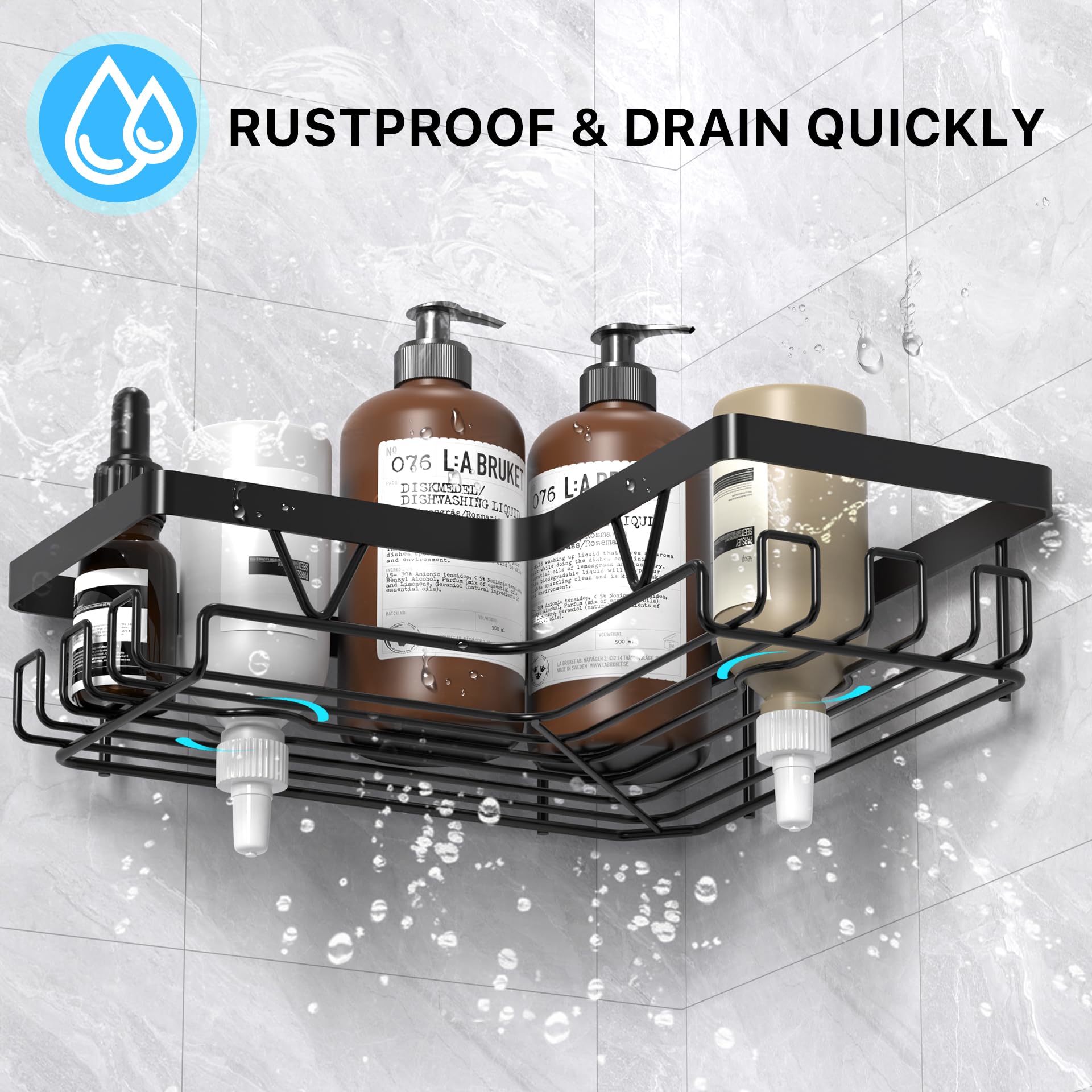 Kegii Telescopic Shower Caddy Corner - Stainless Steel Shower Shelf No Drilling Bathroom Caddy with Soap Holder and Hooks(White), On The Bath or Stand Up Shower