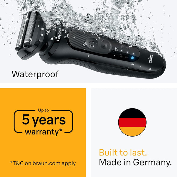 Braun Series 5 Electric Shaver, Up to 50 min, Cordless, Wet & Dry Razor for Men, 100% Waterproof, 52-N1000SI, Black