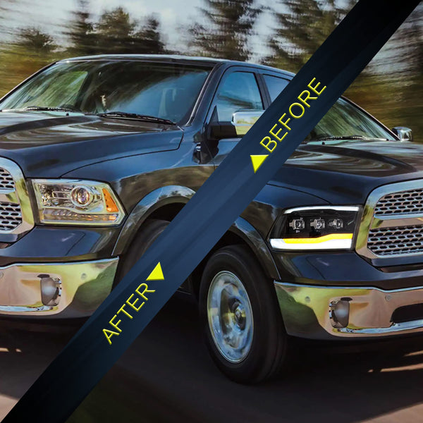 VLAND Headlights Compatible with 2019 2020 Do-dge Ram 1500 Tradesman, Bighorn, Laramie, Rebel Headlights, Pair (Driver and Passenger Side), Clear