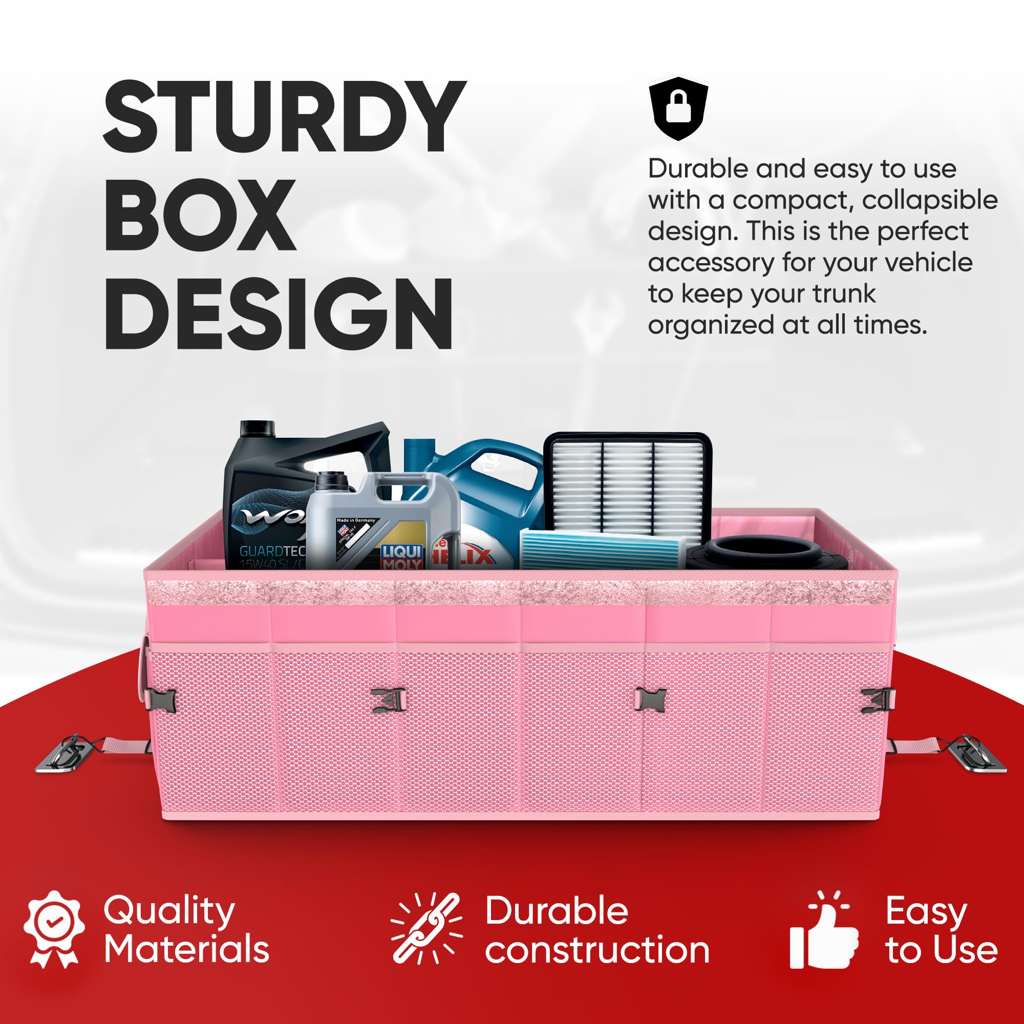 FORTEM Car Boot Organiser, Collapsible Multi Compartment SUV Organizer, Foldable Storage for Car Accessories for Women Men, 600D Oxford, Non Slip Bottom, Securing Straps, Soft Cover (50L)