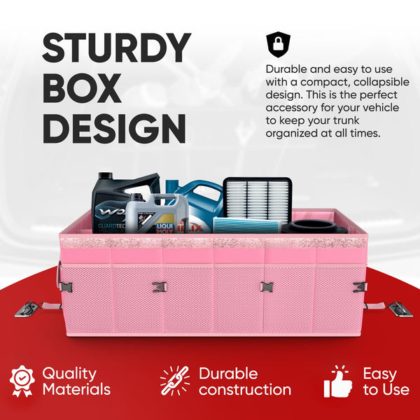 FORTEM Car Boot Organiser, Collapsible Multi Compartment SUV Organizer, Foldable Storage for Car Accessories for Women Men, 600D Oxford, Non Slip Bottom, Securing Straps, Soft Cover (50L)