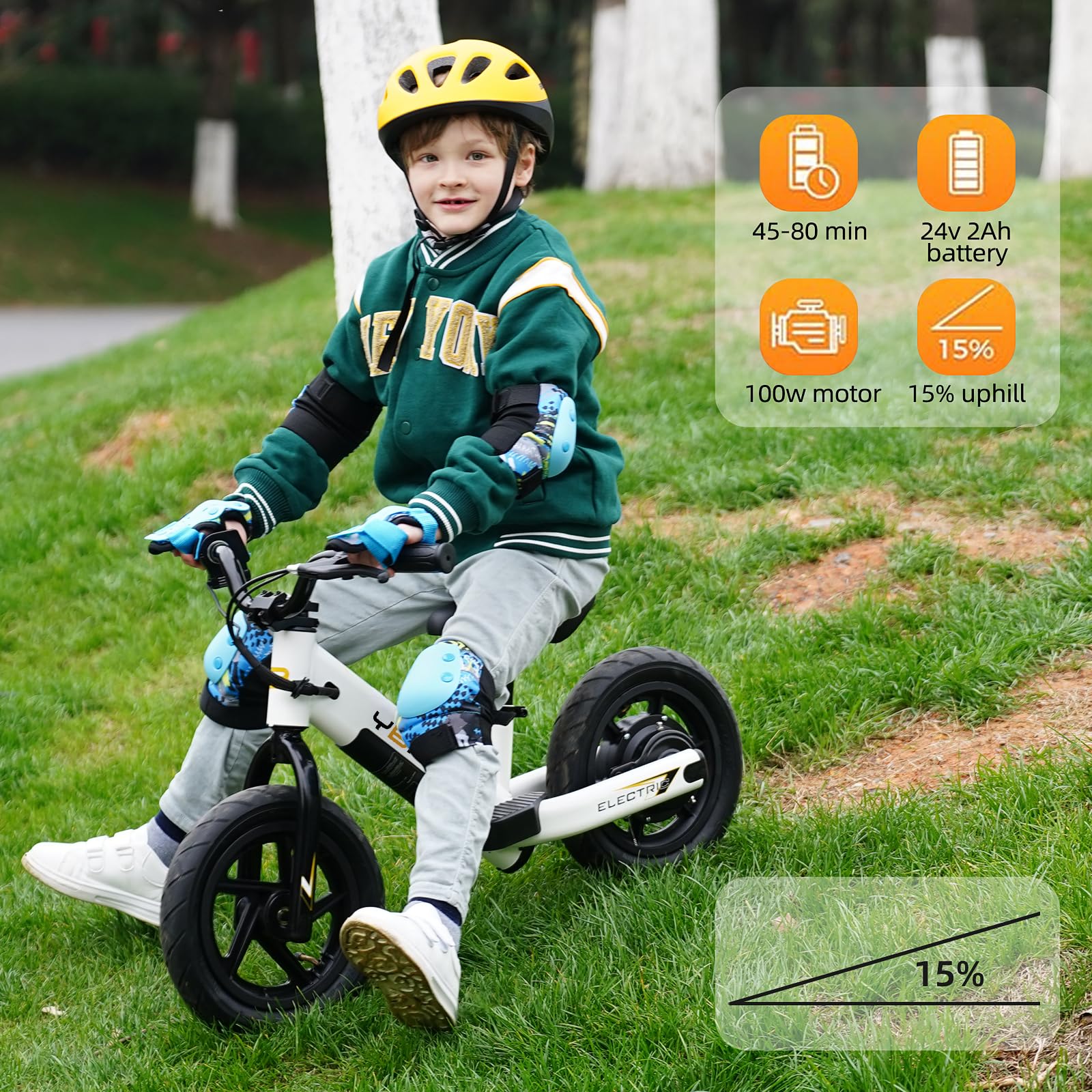 YBIKE Electric Balance Bike,12 Inch Kids Electric Bike for Ages 3-5 Years Old, Kids Balance Bikes with Adjustable Seat, Dirt Bike for Boys & Girls