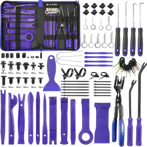 Uolor 342Pcs Trim Removal Tool Kit, Car Panel Door Audio Radio Stereo Removal Tools, Auto Push Pin Bumper Retainer Clip Set/Fastener Terminal Remover Tool/Car Upholstery Repair Pry Kit Auto Clip Plier
