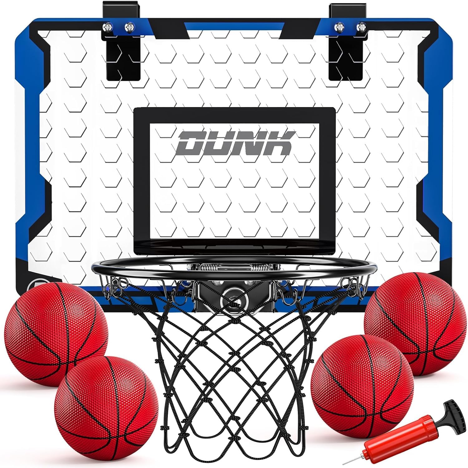 TEMI Basketball Hoop Indoor With 4 Balls, Over The Door for Kids and Adults, Toy Gift for Boys Girls Age 3-12 Years