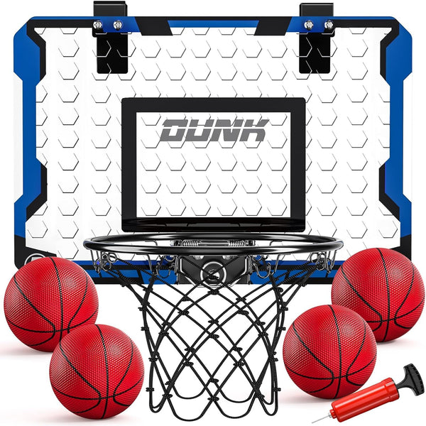 TEMI Basketball Hoop Indoor With 4 Balls, Over The Door for Kids and Adults, Toy Gift for Boys Girls Age 3-12 Years