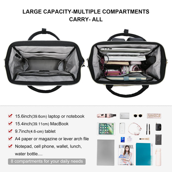 LOVEVOOK Laptop Backpack Women 15.6 inch, Work Bags for Womens, School Computer Bag with USB Port for Business College Travel, Rucksack for Teacher Nurse,BeigeGrey