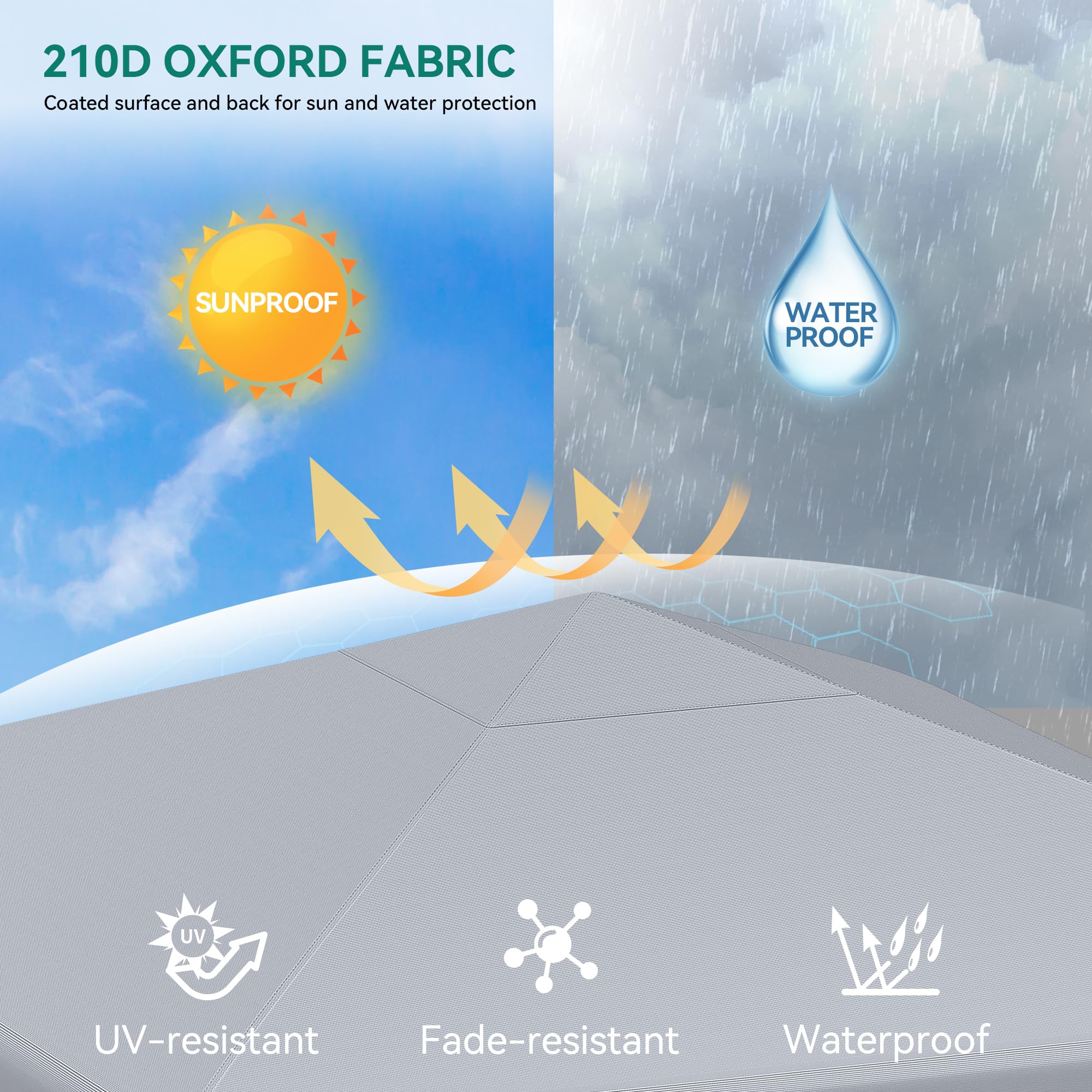 YITAHOME 3x3M Outdoor Pop Up Gazebo with Sides and Windows, Waterproof Folding Garden Canopy All Seasons Camping Gazebo Anti-UV with Adjustable Height Stakes Rope Carry & Weight Bags for Party Event