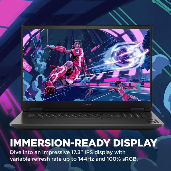 HP Omen 17" Gaming Laptop and HyperX Cloud III Wired Headset bundle, AMD Ryzen 7-8845HS, AI Enhanced, 16 GB RAM, 1TB SSD, NVIDIA GeForce RTX 4050 Graphics, FHD Display, 144Hz, Black, 17-db0016sa