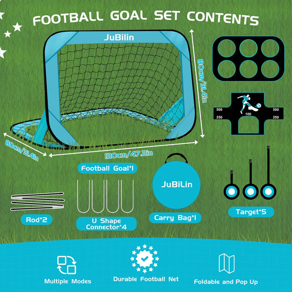 Jubilin Football Goal, 4 Modes Pop Up Football Goals for Kids, Foldable and Portable Soccer Goal net with Carry Bag, Football Training Equipment for
