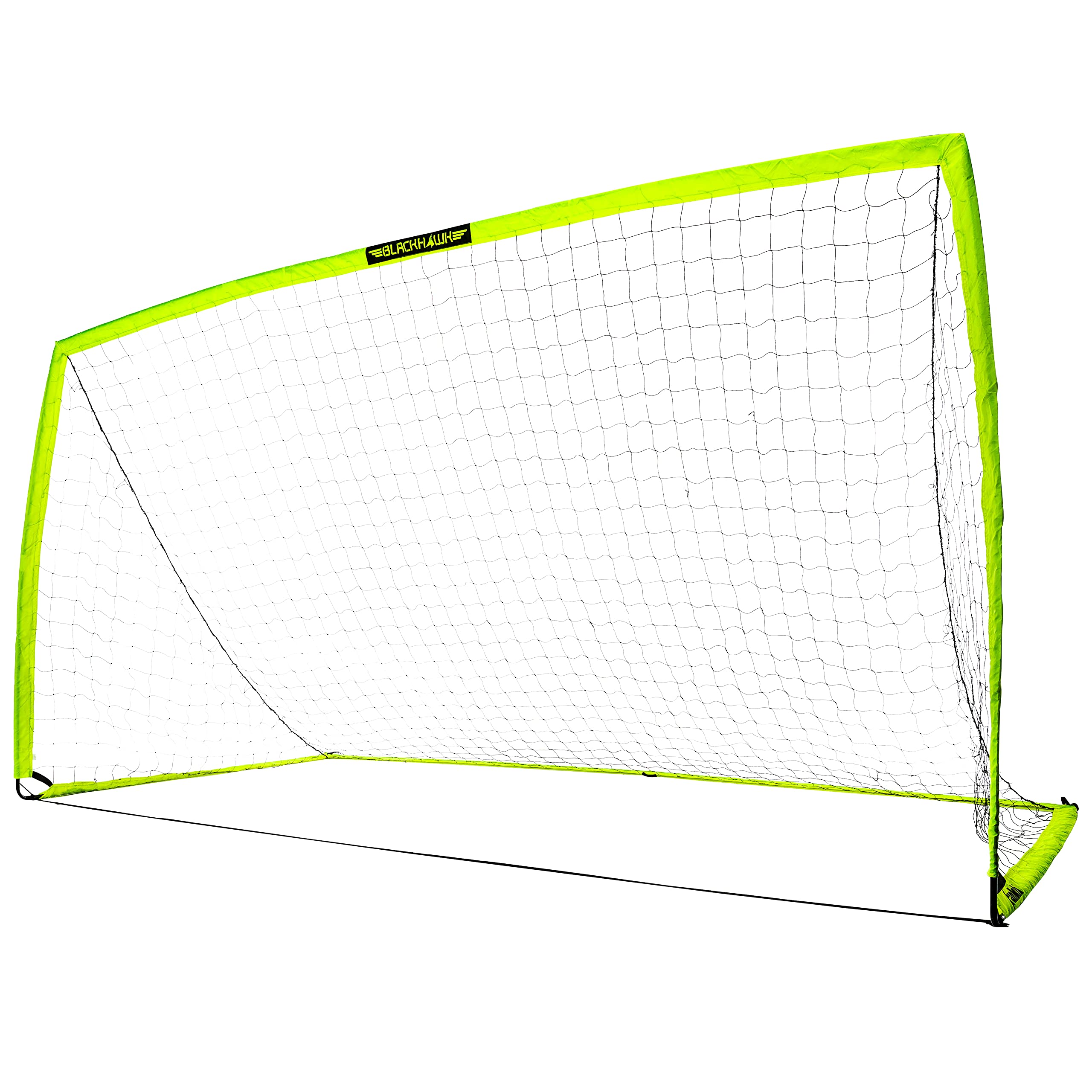 Franklin Sports Blackhawk Backyard Soccer Goal - Portable Kids Soccer Net - Pop Up Folding Indoor + Outdoor Goals - 12' x 6' - Optic Yellow