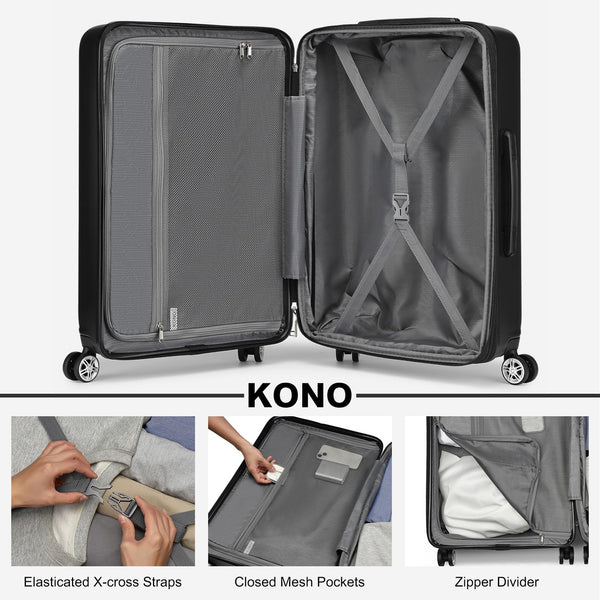 Kono Lightweight 28" Large Suitcase | Hard Shell with TSA Lock | 4 Dual Spinner Wheels | Expandable Design for Easy Travel | Perfect for Business & Vacation (Cream White,75x47.5x29.5cm)