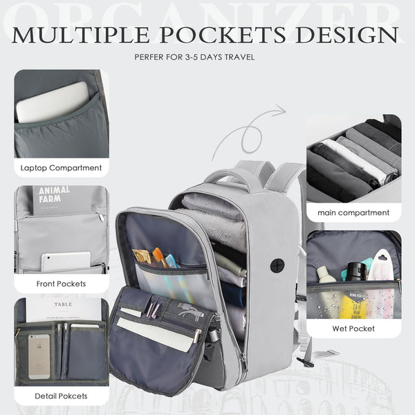 for Ryanair Cabin Bags 40x20x25 Underseat Cabin Bag Carry Ons Hand Luggage Bag Travel Backpack Cabin Size for Ryanair Backpack with Charging Hole