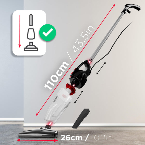 Duronic Upright Vacuum Cleaner VC8 BK Light Weight Stick Vacuum Cleaners Energy Class A+ with HEPA Filter Multi-Surface Cleaning Handheld Vac Home Car