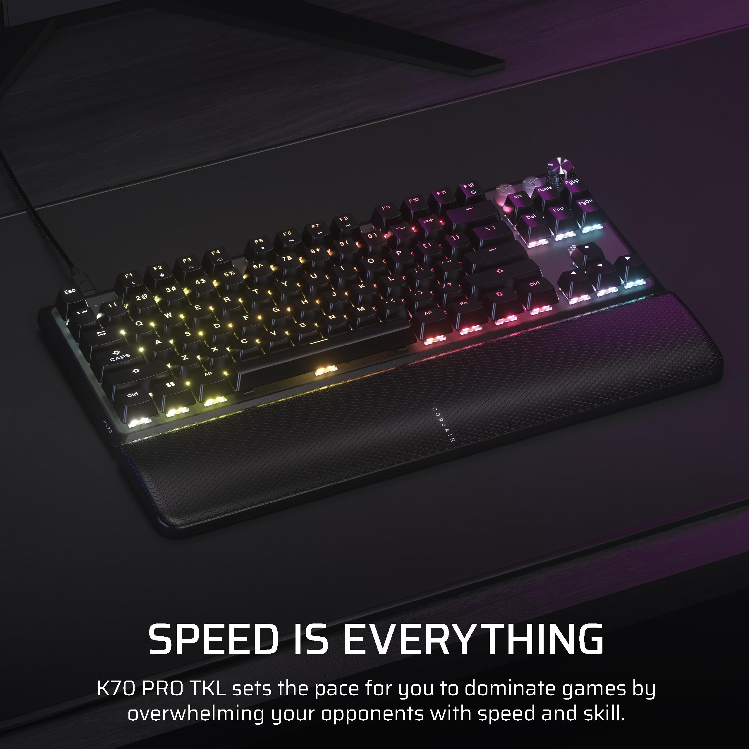 CORSAIR K70 MAX RGB Magnetic Mechanical Wired Gaming Keyboard – MGX Adjustable Switches, Simultaneous SOCD and Rapid Trigger, PBT Double-Shot Keycaps, Sound Dampening, 8000Hz Polling, QWERTY UK, Black