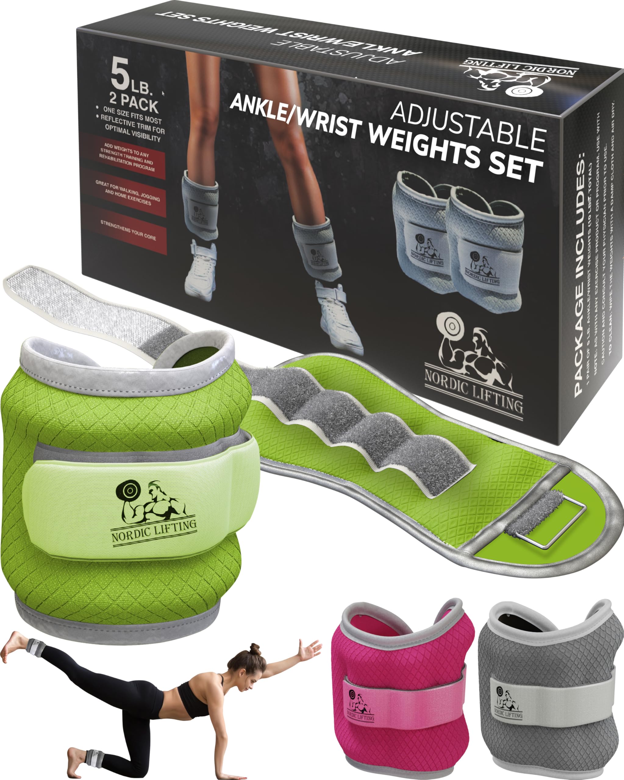 Ankle/Wrist Weights (1 Pair) for Women, Men and Kids - Fully Adjustable Weight for Arm, Hand & Leg - Best for Walking, Jogging, Gymnastics, Aerobics -