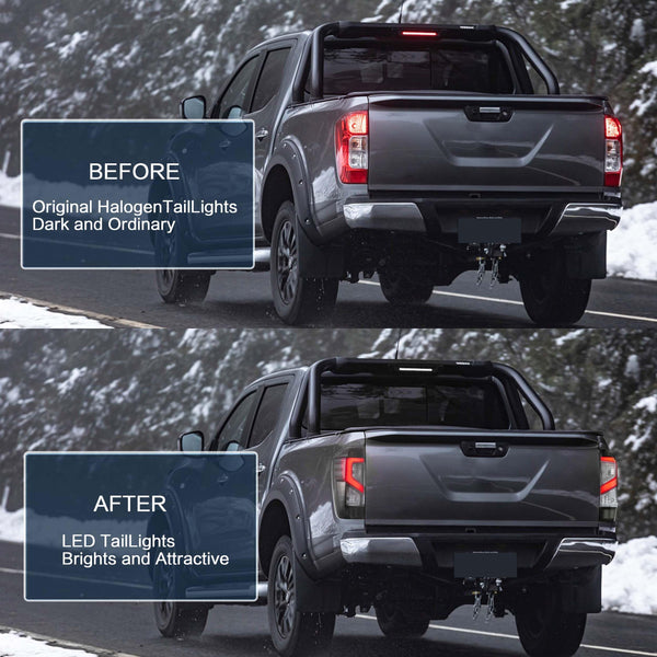 VLAND LED Tail Lights Compatible with 2014-2023 Nissan Navara/Frontier D23, Rear Lights with DRL and Turn Signal, Red