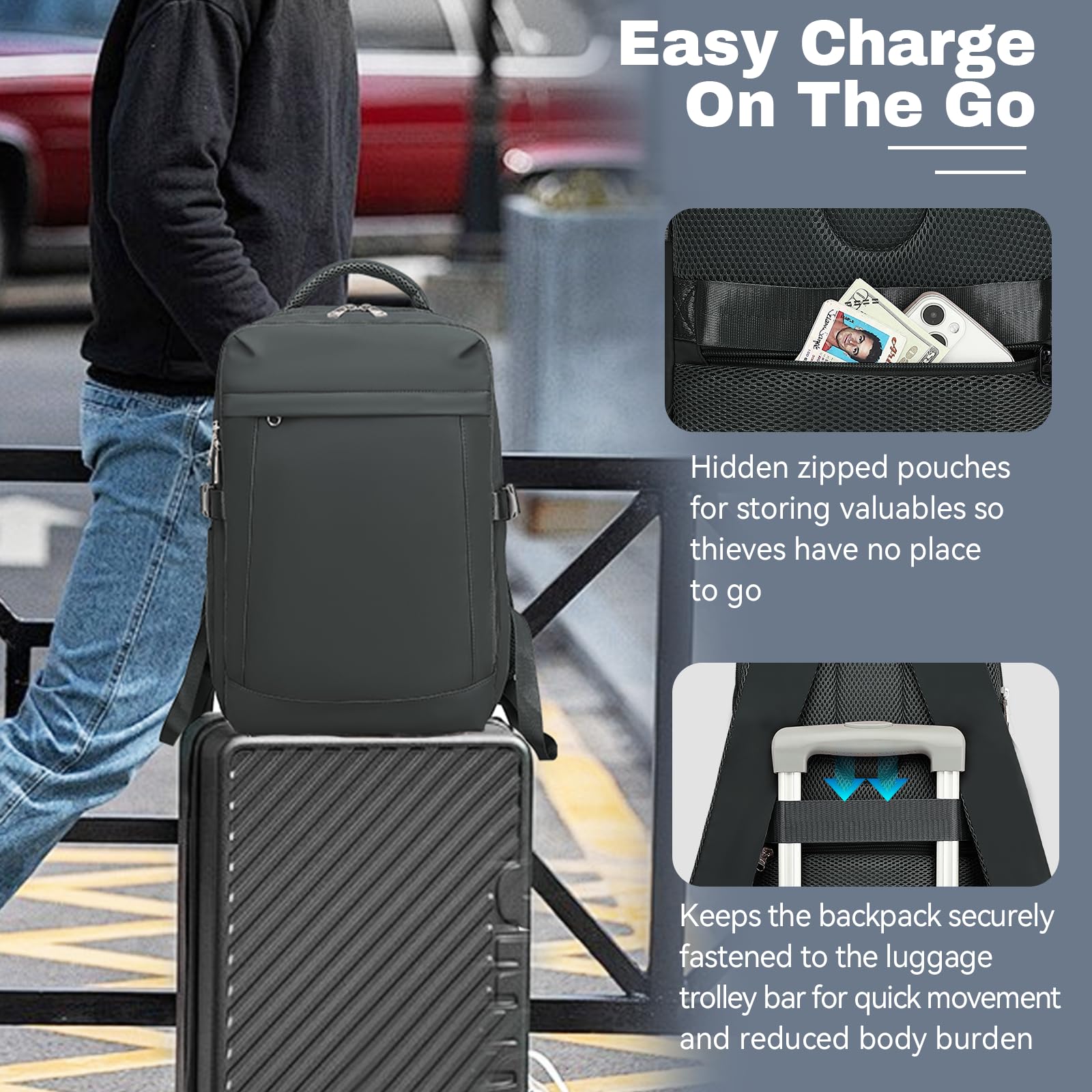 Xkdoai for Ryanair Cabin Bags 40x20x25, Travel Backpack Underseat Hand Luggage Carry-ons Airplanes Flight Bag Suitcases for Men Women