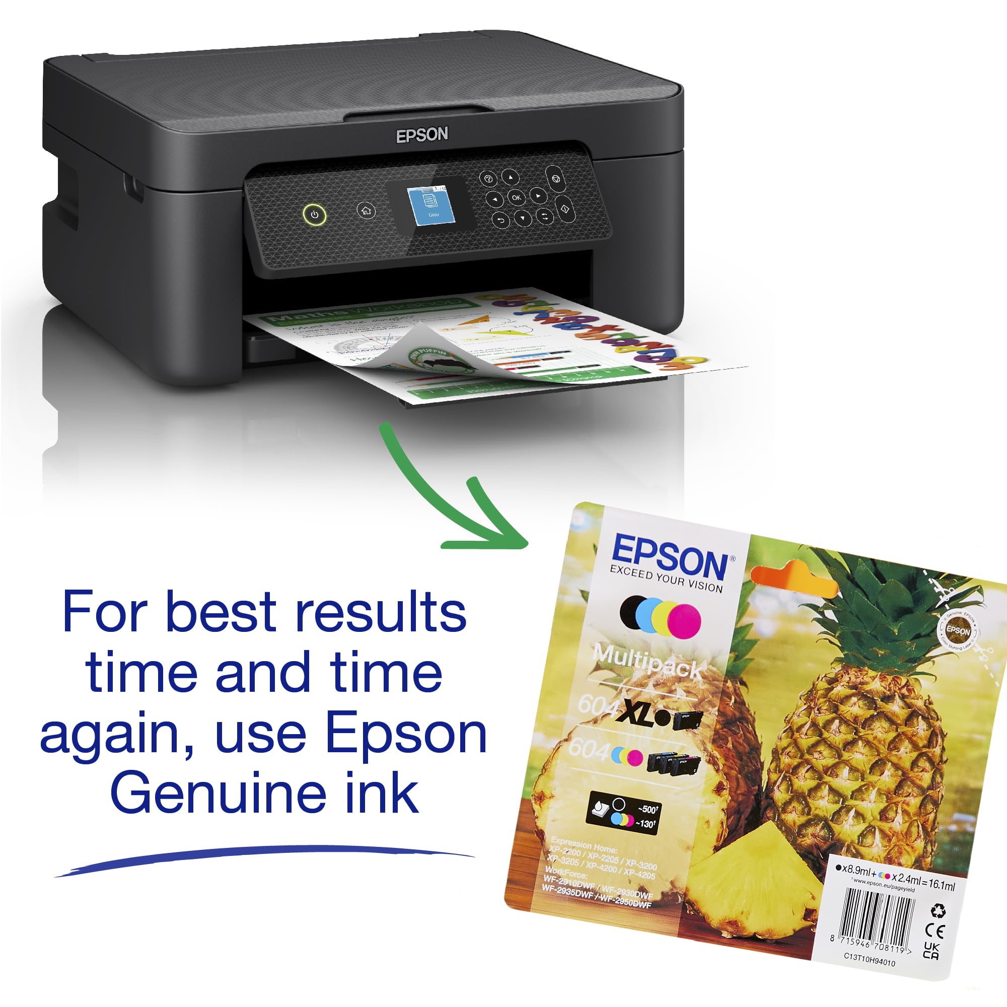 Epson Expression Home XP-4205 3-in-1 Ink Multifunction Printer, Scanner, Copier, WiFi, 1440dpi, Duplex, 2.4 Inch Display, DIN A4, incl. 3 Months Readyprint Flex Trial