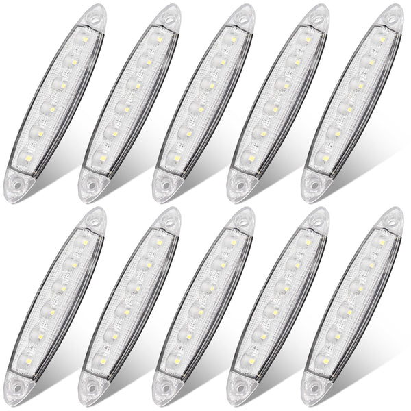 Justech 10pcs 6LED Side Marker Lights 12V Rear Lights 3030 SMD Indicator Lamps Universal Waterproof for Truck Trailer Van Caravan Lorry Car Bus-Red