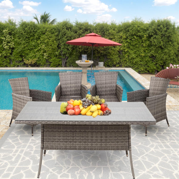 Warmiehomy Rattan Garden Chairs Outdoor Dining Chair Set of 2 Wicker Armchairs with Padded Seat Cushions High Backrest Patio Chair, Black