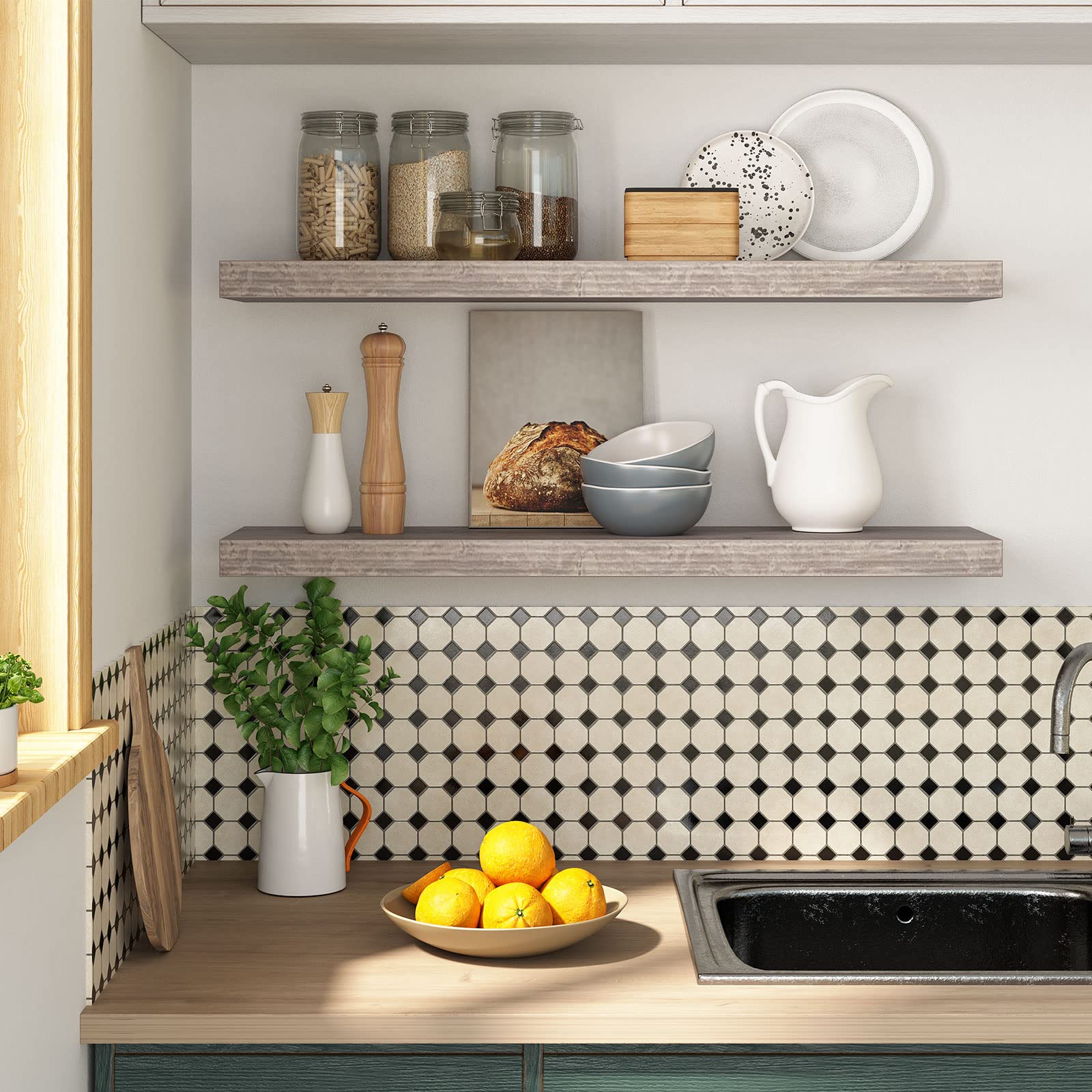 HOOBRO Floating Shelves, Wall Shelves Set of 2, Wall Mounted Shelves, 80 cm, Wall Display Racks, Decorative Hanging Shelf, Wooden Shelves, for