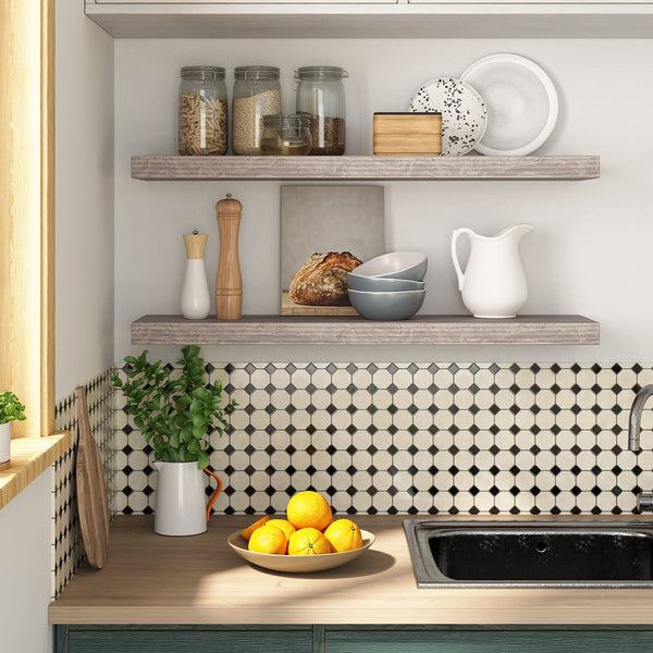 HOOBRO Floating Shelves, Wall Shelves Set of 2, Wall Mounted Shelves, 80 cm, Wall Display Racks, Decorative Hanging Shelf, Wooden Shelves, for