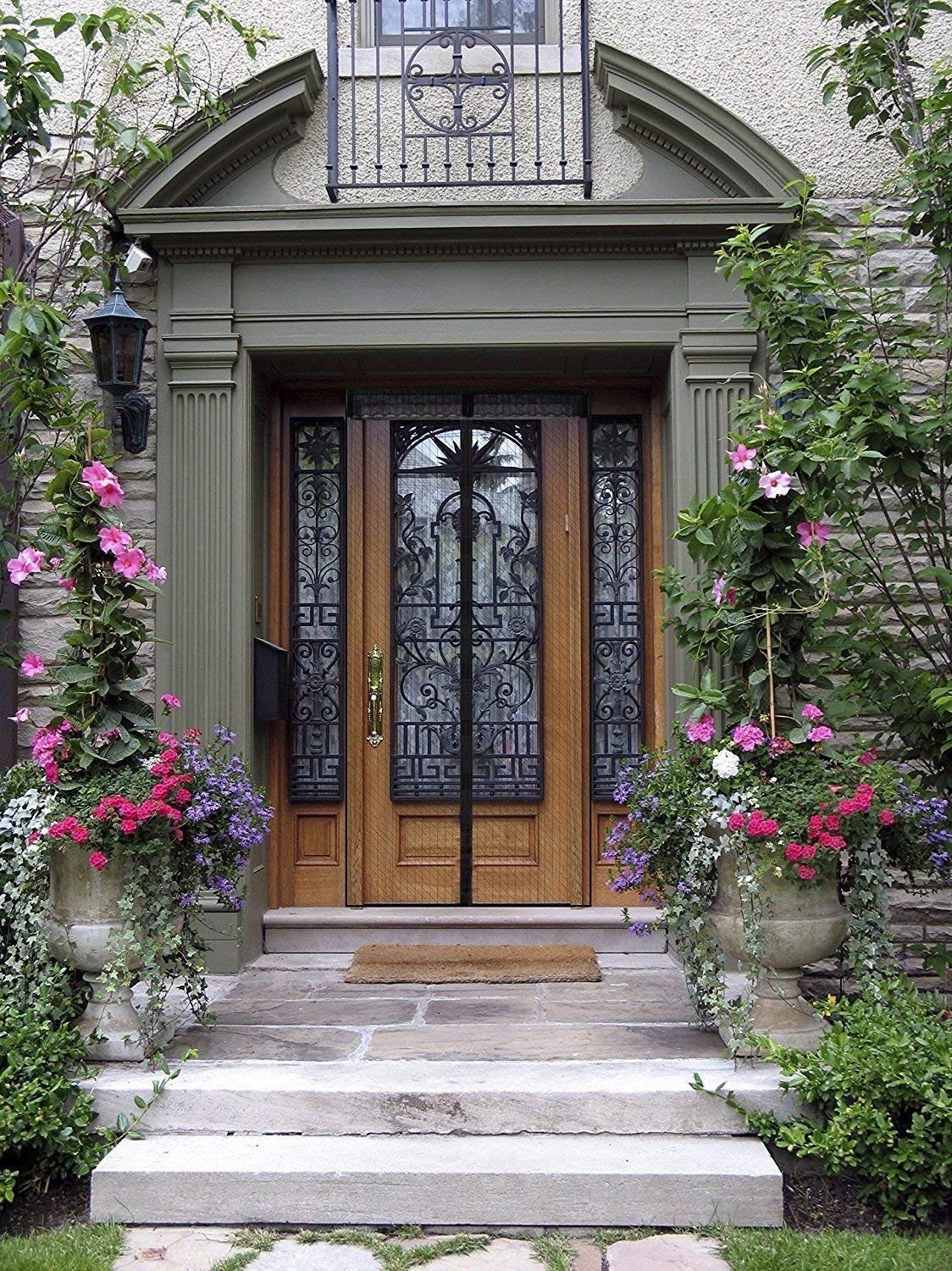 EXTSUD Magnetic Fly Screen Door Keep Insects Out Mosquito Door Screen Easy to Install without Drilling Top-to-Bottom Seal Automatically for Balcony Sliding Living Room Children's Room, 90x210 cm