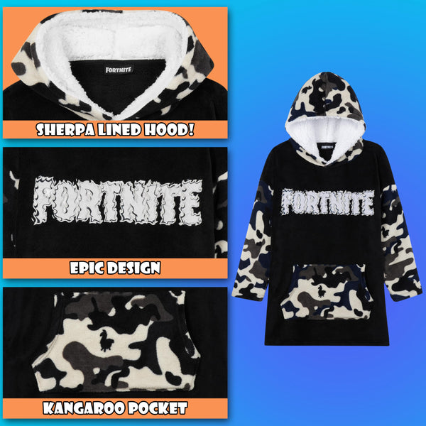 Fortnite Oversized Hoodie Blankets for Boys Fleece Extra Long Warm Wearable Hooded Poncho for Kids and Teens 14+, Gamers Gifts