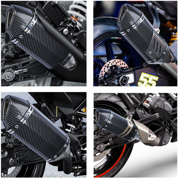 Motorcycle Slip On Exhaust Muffler, 38-51mm/1.5-2in Inlet Stainless Steel Universal Motorcycle Exhaust Mufflers Exhaust Muffler Carbon Fiber Pipe for Motorcycles Modification