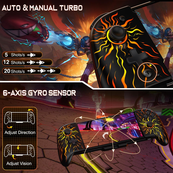 HASACOOL Switch Controller for Nintendo Switch/OLED, Handheld One-Piece Joycon Controllers with RGB Lights, TURBO, Vibration, Back Button