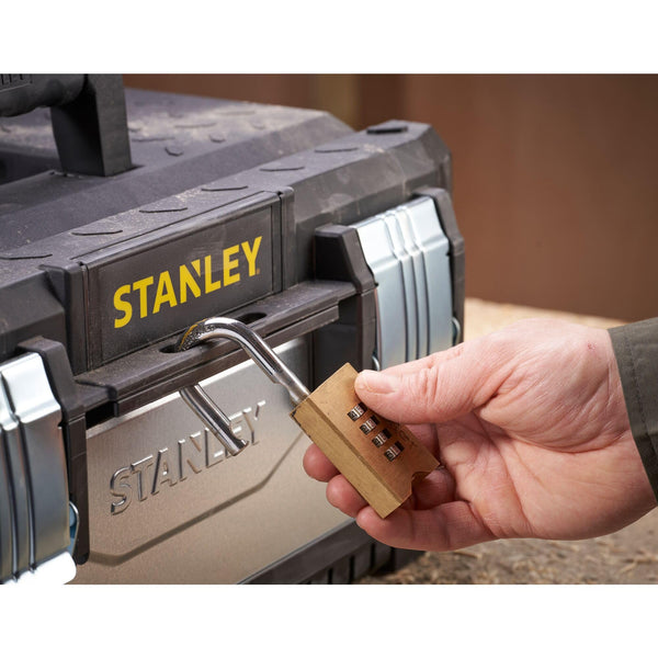 STANLEY Galvanised Toolbox Chest with Heavy Duty Metal Hinge, Portable Tote Tray for Tools and Small Parts, 26 inch, 1-95-620