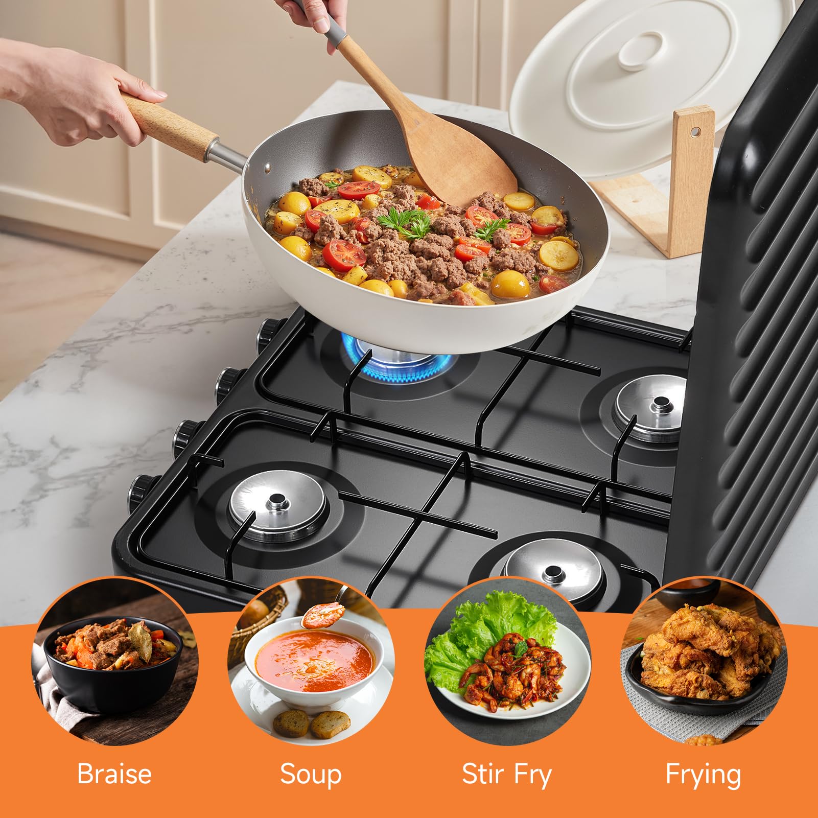 Warmiehomy Camping Gas Stove, Single Burner Portable Gas Stove, 2200W Gas Hob Cooker with Lid, Propane Camp Stoves for Camping, Garden, Travel, Outdoor Cooking