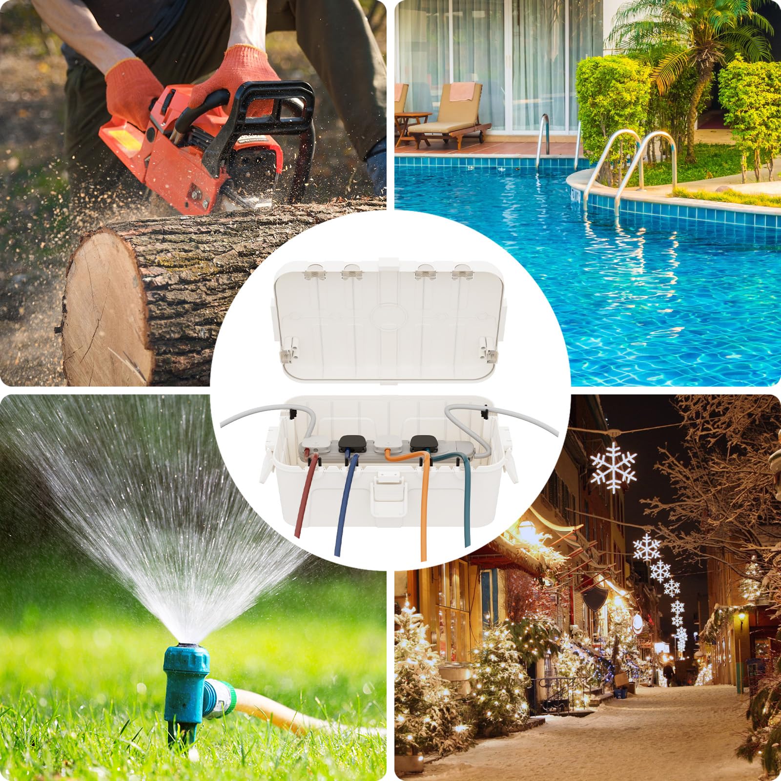 RESTMO Extra Large Waterproof Electrical Box, IP54 Weatherproof Outdoor Outlet Cover, Protect Outlet, Plug, Timer, Power Strip (Not Included), Holiday Light Decoration, 32 x 22 x 13 cm, Black