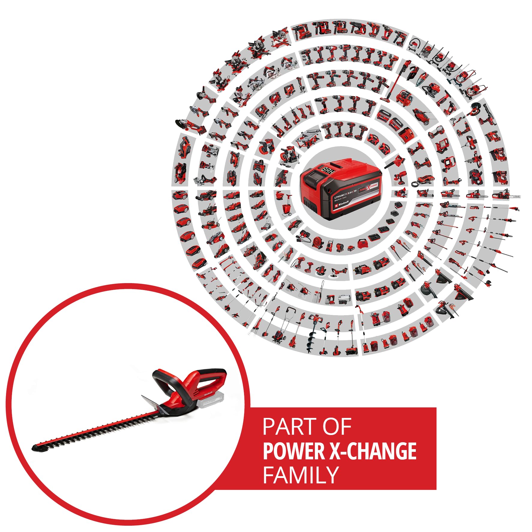 Einhell Power X-Change 18V Cordless Hedge Trimmer - 46cm (18 Inch) Cutting Length, Laser-Cut Diamond-Ground Steel Blades - GE-CH 1846 Li Electric