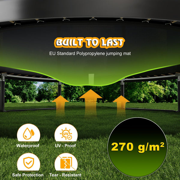 Devoko Outdoor Trampoline 7.5ft/10ft/12ft/14ft GS Certified Garden Trampoline With Safety Net,Non-Slip Ladder& Shoe Organiser,Available For Toddlers And Adults,Up to 150kg