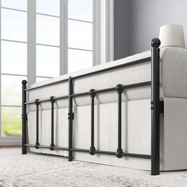 Zinus Nicholas Super King Bed Frame - Bed 180x200 cm - 30 cm Height - Metal Platform Bed Frame with Headboard and Footboard - Black