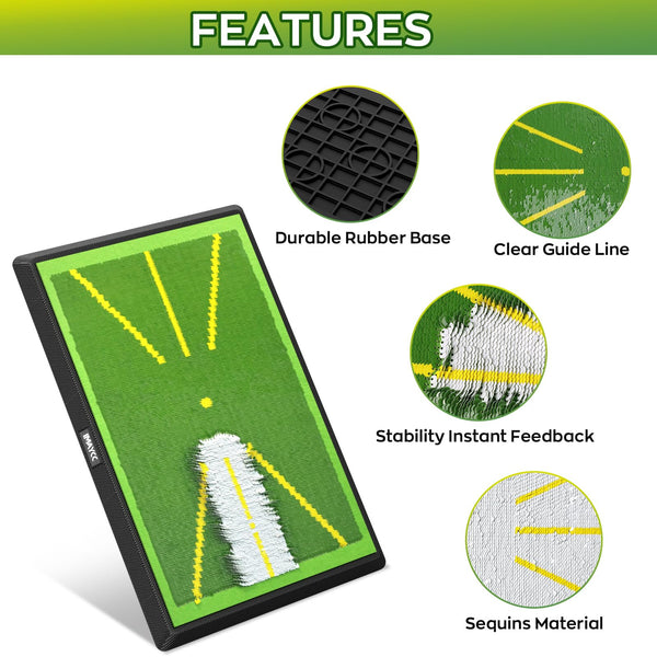 IMAYCC Golf Mat 2Pics Replaceable Hitting Practice Mat with Antislip Rubber Base for Analysing Swing Path Training Indoor Outdoor,Nice Gift for Golf