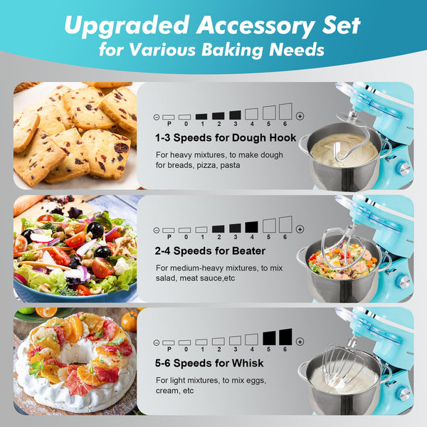 Aucma Stand Mixer, 6.2L Food Mixers for Baking, Electric Kitchen Mixers with Bowl, Dough Hook, Wire Whip & Beater (6.2L, Black)