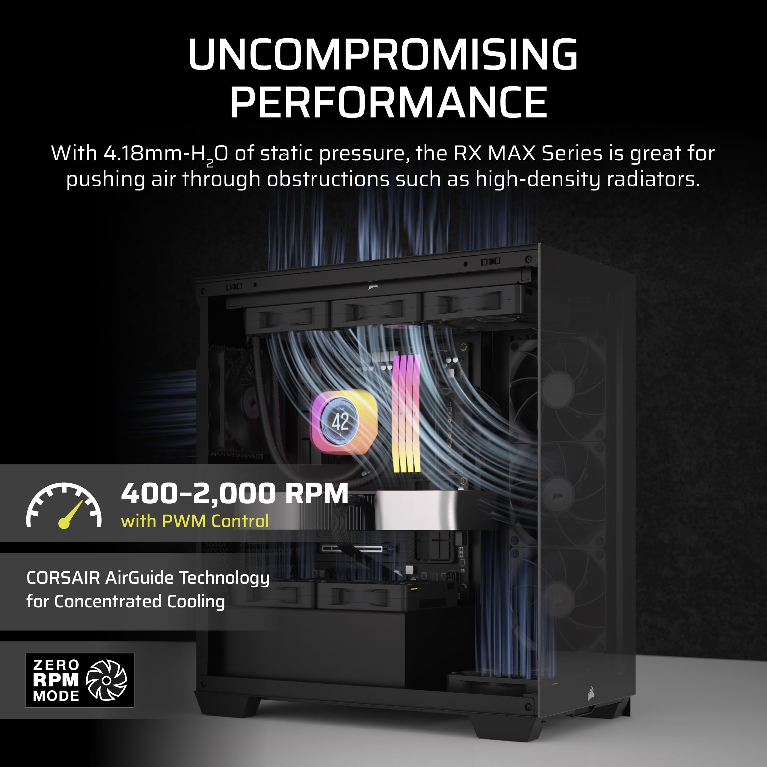 CORSAIR iCUE LINK RX120 MAX RGB 120mm PWM Thick Fans with iCUE LINK System Hub – High-Static Pressure – Magnetic Dome Bearing – Triple Pack – White