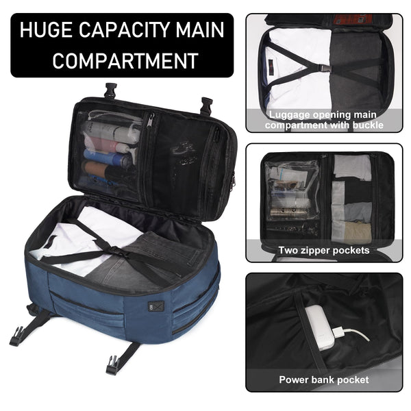 ECOHUB Easyjet Cabin Bag 45x36x20 Underseat Backpack Travel Rucksack 13 Pocket Hand Luggage Waterproof Recycled PET Eco Friendly Carry On Bag for Women & Men 30L Pink