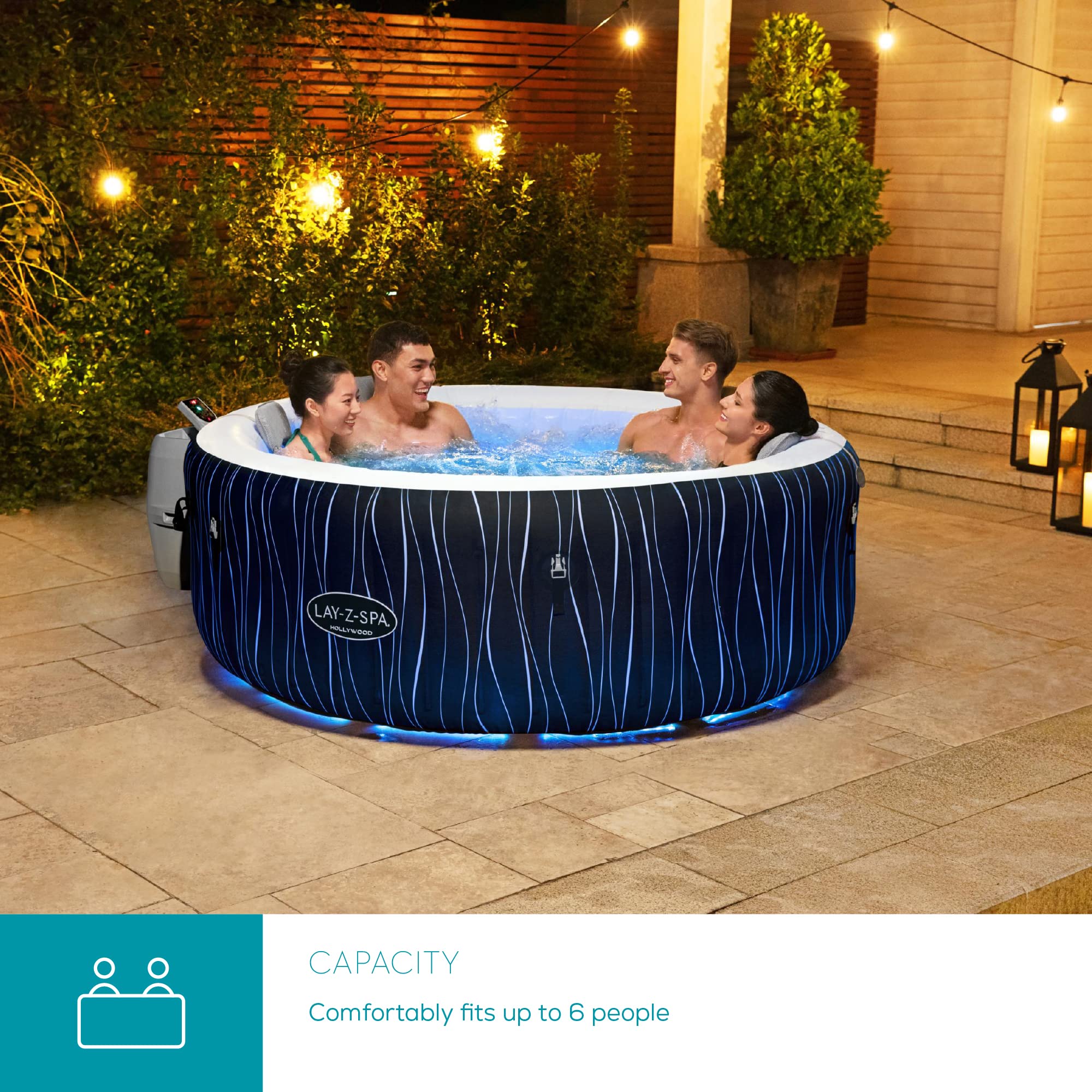 Lay-Z-Spa Paris AirJet Inflatable Hot Tub Spa 4-6 person, 1.96 m x 66 cm