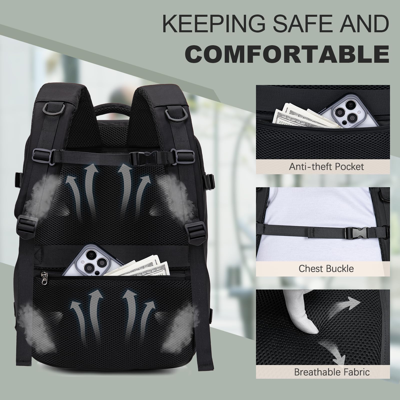 for Easyjet Cabin Bag 45x36x20, Travel Backpack with TSA Approved Clear Bag, Carry-ons Cabin Backpack for Travelling Underseat Cabin Bag Laptop Backpacks Luggage Set